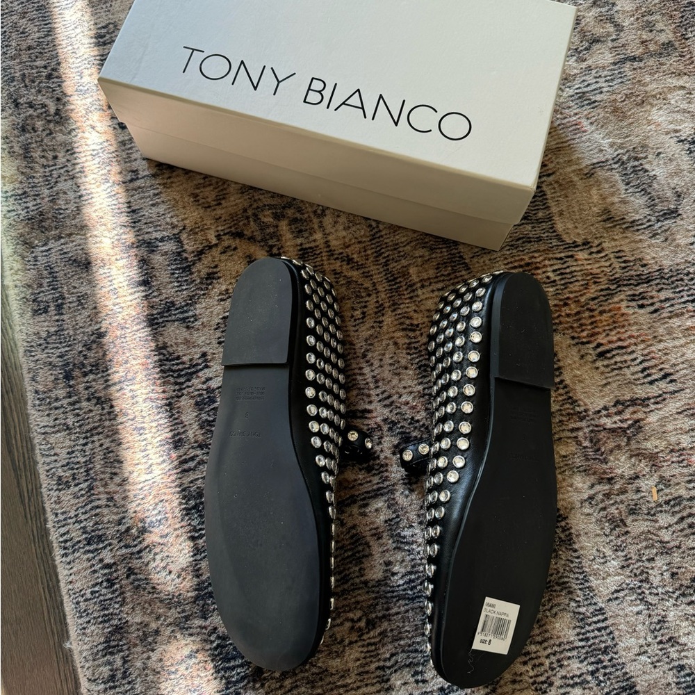Tony Bianco Miami Flat in Black with Crystals